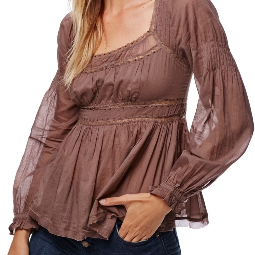 Free People Strangers in Love Blouse